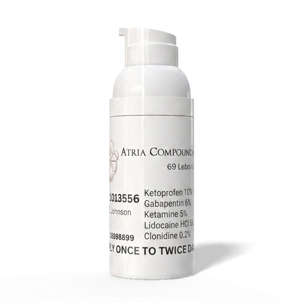 Ketoprofen 10%, Gabapentin 6%, Ketamine 5%, Lidocaine HCl 5%, Clonidine 0.2% Cream 100 GM