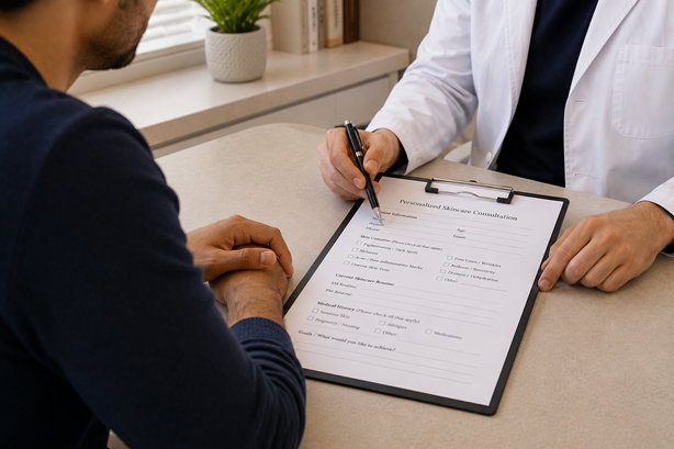 pharmacist providing skincare consultation