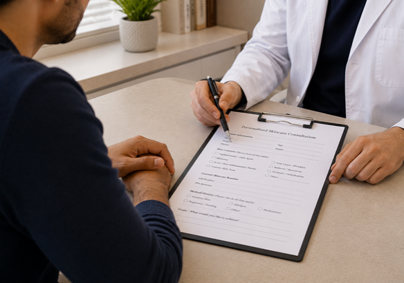 pharmacist providing skincare consultation