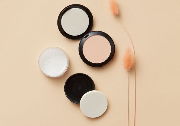 skincare powder with wheat decor